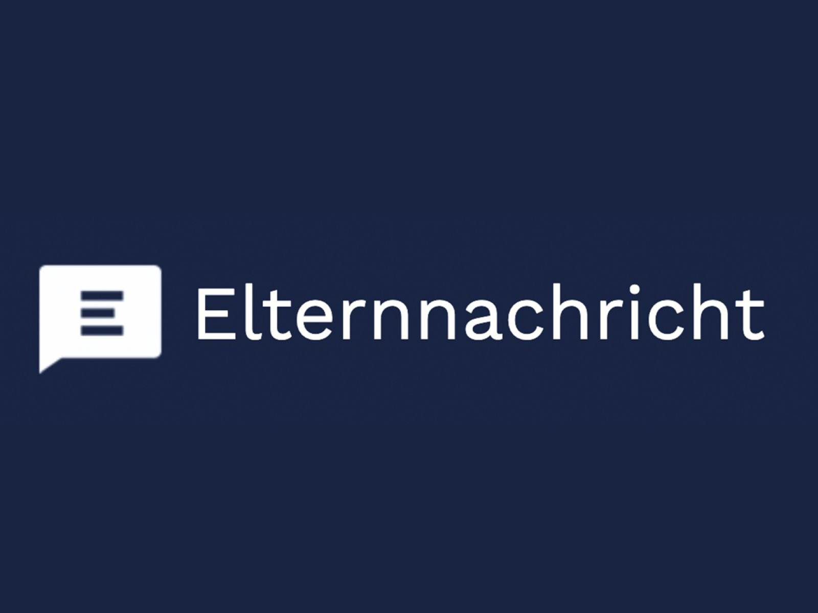 Weißes Nachrichtensymbol und Text 'Elternnachricht' auf blauem Hintergrund.
